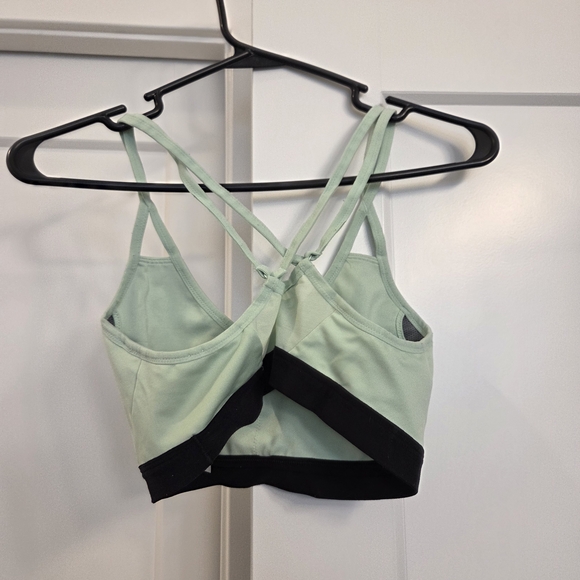Nike Women's Light Green and Black Sports Bra - Picture 2 of 3